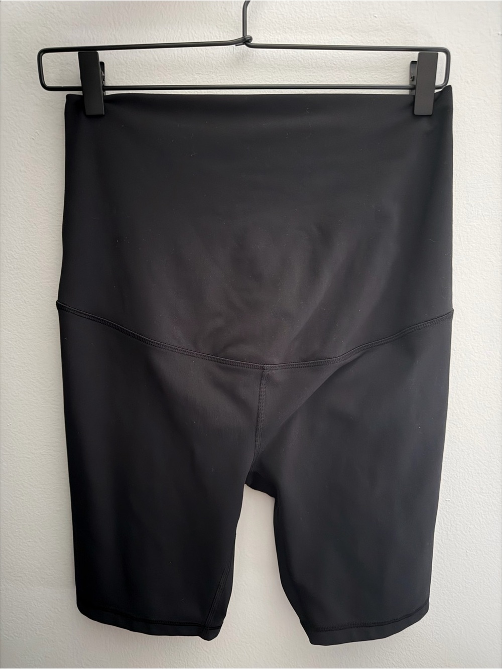 High-Waist Black Maternity Biker Shorts